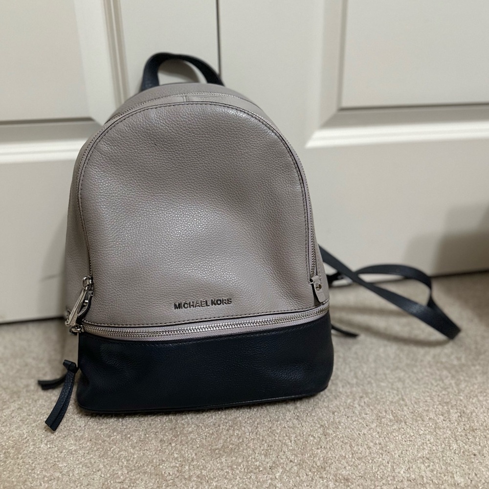 Michael Kors Light Gray and Charcoal Purse Backpack